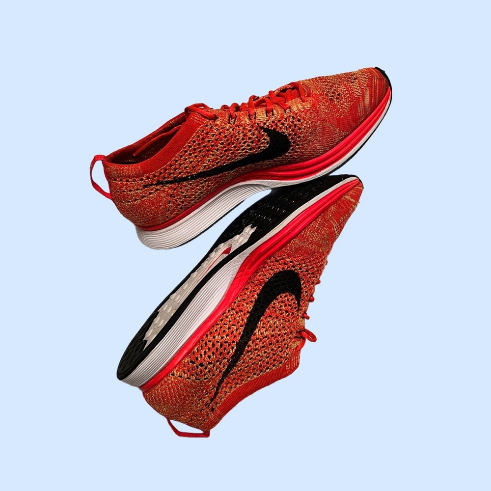 Nike Flyknit Racer Bright Crimson Orange 526628-602 Unisex Men’s 6 Women’s 7.5